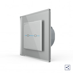 Двухклавишный проходной/перекрестный сенсорный выключатель Livolo Quadro, 1 пост, цвет серый
