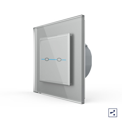 Двухклавишный проходной/перекрестный сенсорный выключатель Livolo Quadro, 1 пост, цвет серый VL-Q702S-15 Двухклавишный проходной/перекрестный сенсорный выключатель Livolo Quadro, 1 пост, цвет серый VL-Q702S-15