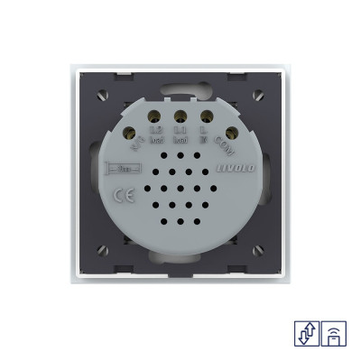 Сенсорный выключатель для штор Livolo Quadro сухой контакт с функцией радиоуправления, 1 пост, цвет белый VL-Q702WR-11 Сенсорный выключатель для штор Livolo Quadro сухой контакт с функцией радиоуправления, 1 пост, цвет белый VL-Q702WR-11