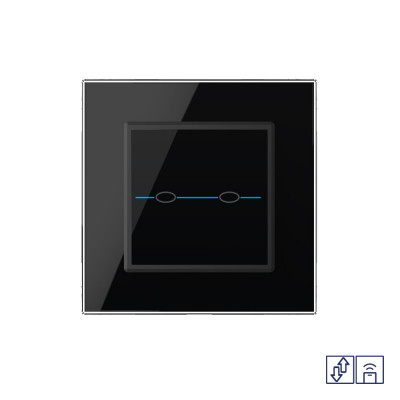 Сенсорный выключатель для штор Livolo Quadro сухой контакт с функцией радиоуправления, 1 пост, цвет черный VL-Q702WR-12 Сенсорный выключатель для штор Livolo Quadro сухой контакт с функцией радиоуправления, 1 пост, цвет черный VL-Q702WR-12