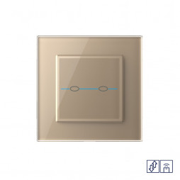 Сенсорный выключатель для штор Livolo Quadro сухой контакт с функцией радиоуправления, 1 пост, цвет золотой
