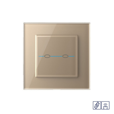 Сенсорный выключатель для штор Livolo Quadro сухой контакт с функцией радиоуправления, 1 пост, цвет золотой VL-Q702WR-13 Сенсорный выключатель для штор Livolo Quadro сухой контакт с функцией радиоуправления, 1 пост, цвет золотой VL-Q702WR-13
