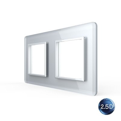 Рамка для розетки Livolo 2 поста, цвет серебристый / алюминий, 2.5D стекло BB-C7-SR/SR-20 2.5D Рамка для розетки Livolo 2 поста, цвет серебристый / алюминий, 2.5D стекло BB-C7-SR/SR-20 2.5D