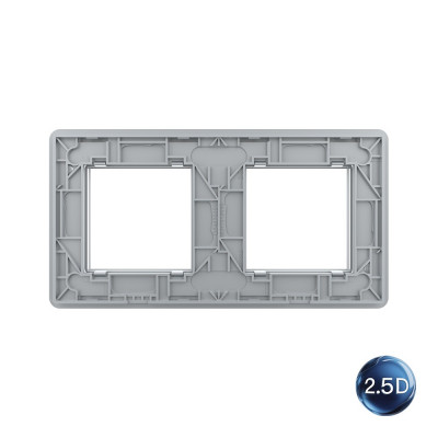 Рамка для розетки Livolo 2 поста, цвет серебристый / алюминий, 2.5D стекло BB-C7-SR/SR-20 2.5D Рамка для розетки Livolo 2 поста, цвет серебристый / алюминий, 2.5D стекло BB-C7-SR/SR-20 2.5D