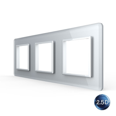 Рамка для розетки Livolo 3 поста, цвет серебристый / алюминий, 2.5D стекло BB-C7-SR/SR/SR-20 2.5D Рамка для розетки Livolo 3 поста, цвет серебристый / алюминий, 2.5D стекло BB-C7-SR/SR/SR-20 2.5D