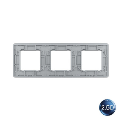Рамка для розетки Livolo 3 поста, цвет серебристый / алюминий, 2.5D стекло BB-C7-SR/SR/SR-20 2.5D Рамка для розетки Livolo 3 поста, цвет серебристый / алюминий, 2.5D стекло BB-C7-SR/SR/SR-20 2.5D