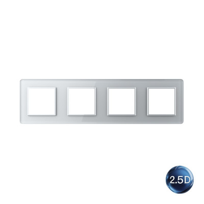 Рамка для розетки Livolo 4 поста, цвет серебристый / алюминий, 2.5D стекло BB-C7-SR/SR/SR/SR-20 2.5D Рамка для розетки Livolo 4 поста, цвет серебристый / алюминий, 2.5D стекло BB-C7-SR/SR/SR/SR-20 2.5D