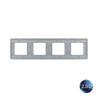 Рамка для розетки Livolo 4 поста, цвет серебристый / алюминий, 2.5D стекло BB-C7-SR/SR/SR/SR-20 2.5D Рамка для розетки Livolo 4 поста, цвет серебристый / алюминий, 2.5D стекло BB-C7-SR/SR/SR/SR-20 2.5D
