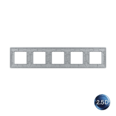 Рамка для розетки Livolo 5 постов, цвет серебристый / алюминий, 2.5D стекло BB-C7-SR/SR/SR/SR/SR-20 2.5D Рамка для розетки Livolo 5 постов, цвет серебристый / алюминий, 2.5D стекло BB-C7-SR/SR/SR/SR/SR-20 2.5D